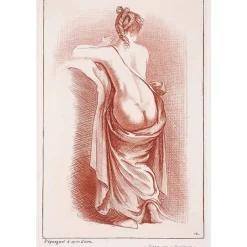 Sale Boutiques de musées Estampe Femme à demi nue de dos - Auguste Péquégnot