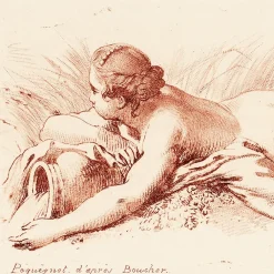 Boutiques de musées Chefs D'Œuvre Des Musées-Estampe Femme nue couchée sur le ventre tenant un vase