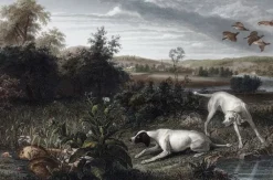 Boutiques de musées Chefs D'Œuvre Des Musées-Estampe Folle et Mitte, chiennes de Louis XIV, à l'arrêt devant deux faisans - François Desportes