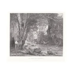 Boutiques de musées Nature, Fleurs Et Paysages-Estampe La Remise des chevreuils d'Emile Daumont d'après Gustave Courbet