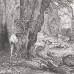 Boutiques de musées Nature, Fleurs Et Paysages-Estampe La Remise des chevreuils d'Emile Daumont d'après Gustave Courbet