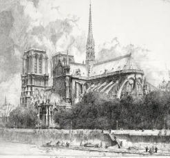 Boutiques de musées Paris Et Le Louvre-Estampe L'abside de Notre-Dame de Paris - Louis Orr