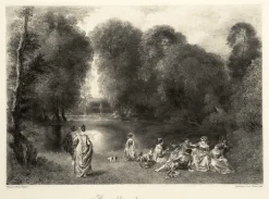 Boutiques de musées Chefs D'Œuvre Des Musées-Estampe L'assemblée dans un parc - Jean-Antoine Watteau