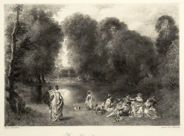 Boutiques de musées Chefs D'Œuvre Des Musées-Estampe L'assemblée dans un parc - Jean-Antoine Watteau