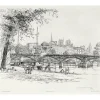 Boutiques de musées Paris Et Le Louvre-Estampe Le Pont des Arts et l'Île de la Cité à Paris - Caroline Helena Armington
