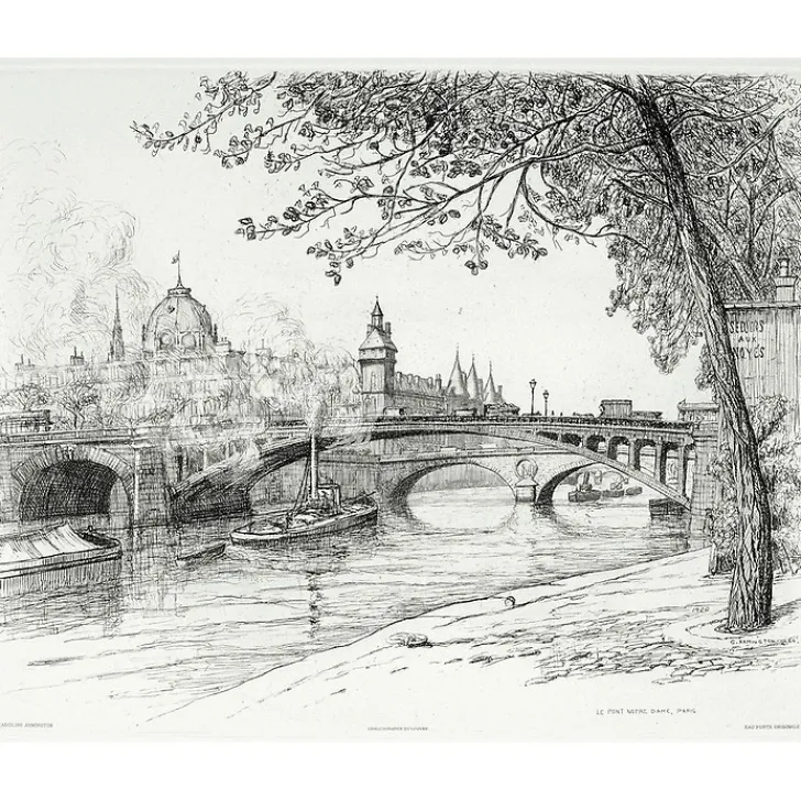 Hot Boutiques de musées Estampe Le pont Notre-Dame à Paris - Caroline Armington