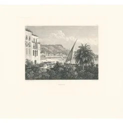 Online Boutiques de musées Estampe Le port de Mergellina, Naples, côté du Pausylippe