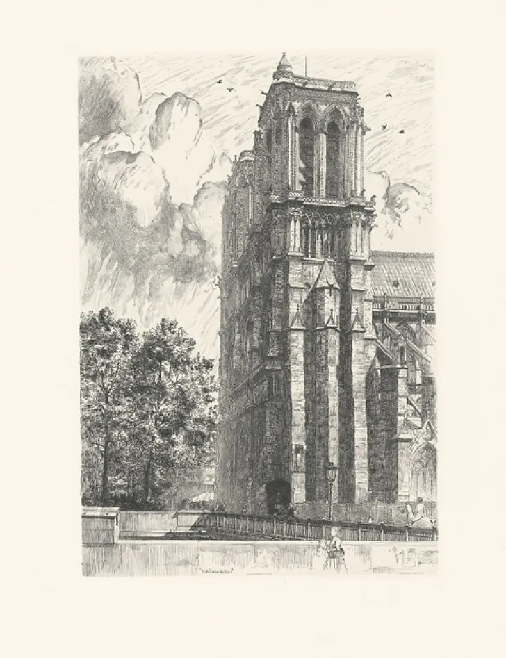 Boutiques de musées Paris Et Le Louvre-Estampe Les tours de Notre-Dame de Paris - Frank Milton Armington