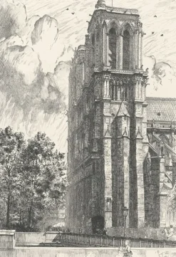 Boutiques de musées Paris Et Le Louvre-Estampe Les tours de Notre-Dame de Paris - Frank Milton Armington