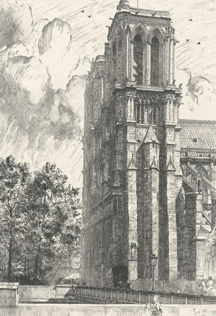 Boutiques de musées Paris Et Le Louvre-Estampe Les tours de Notre-Dame de Paris - Frank Milton Armington