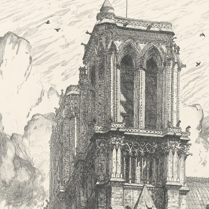 Boutiques de musées Paris Et Le Louvre-Estampe Les tours de Notre-Dame de Paris - Frank Milton Armington