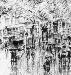 Boutiques de musées Paris Et Le Louvre-Estampe Pluie d'automne, boulevard des Capucines à Paris - Frank Armington