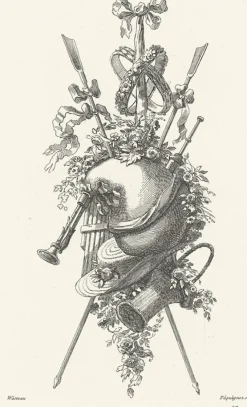 Boutiques de musées Architecture Et Villes-Estampe Trophée, époque Louis XV - Auguste Pèquègnot