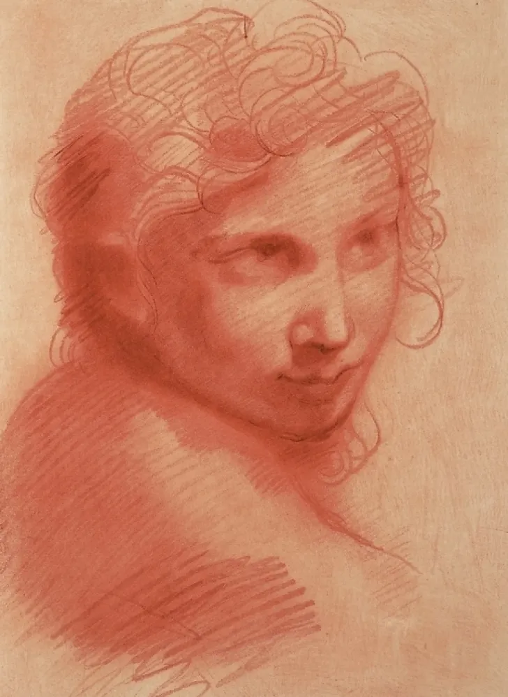 Outlet Boutiques de musées Estampe Tête de jeune homme - Michelangelo Anselmi