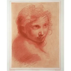 Outlet Boutiques de musées Estampe Tête de jeune homme - Michelangelo Anselmi