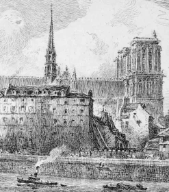 Boutiques de musées Paris Et Le Louvre-Estampe Vue du quai aux fleurs en 1880 - Alfred-Louis Brunet-Debaines