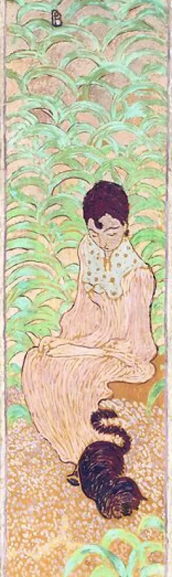 Boutiques de musées Affiches D'Art|Affiches D'Art Encadrées-Femme assise au chat (affiches d'art)