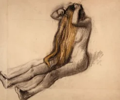 Hot Boutiques de musées Femme assise par terre, se peignant (panneaux aluminium)