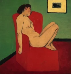 Outlet Boutiques de musées Femme nue assise dans un fauteuil rouge (panneaux aluminium)