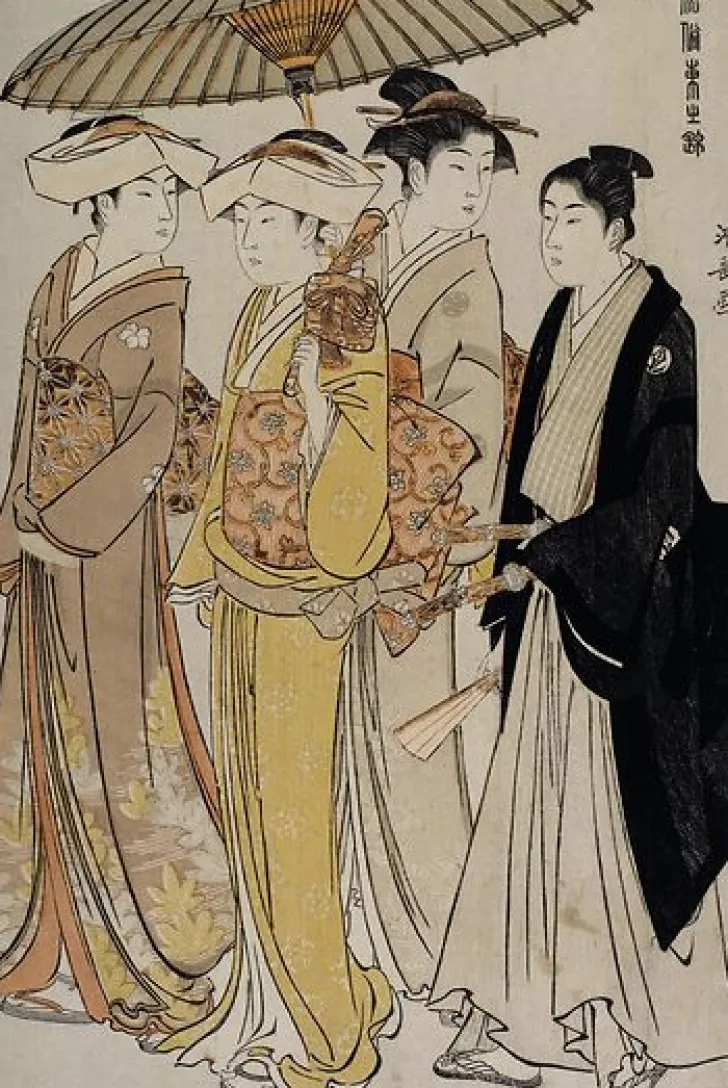 Online Boutiques de musées Filles de samouraï accompagnées d'un jeune homme (toiles sans cadre)