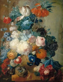 Boutiques de musées Toiles Encadrées|Toiles Sans Cadre-Fleurs dans un vase et nid d'oiseau (toiles encadrées)