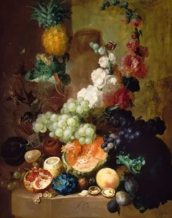 New Boutiques de musées Fleurs et fruits sur une corniche de pierre (panneaux aluminium)