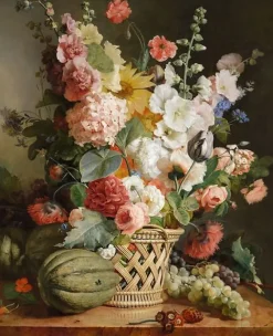 Boutiques de musées Fruits et fleurs dans une corbeille d’osier (toiles encadrées)