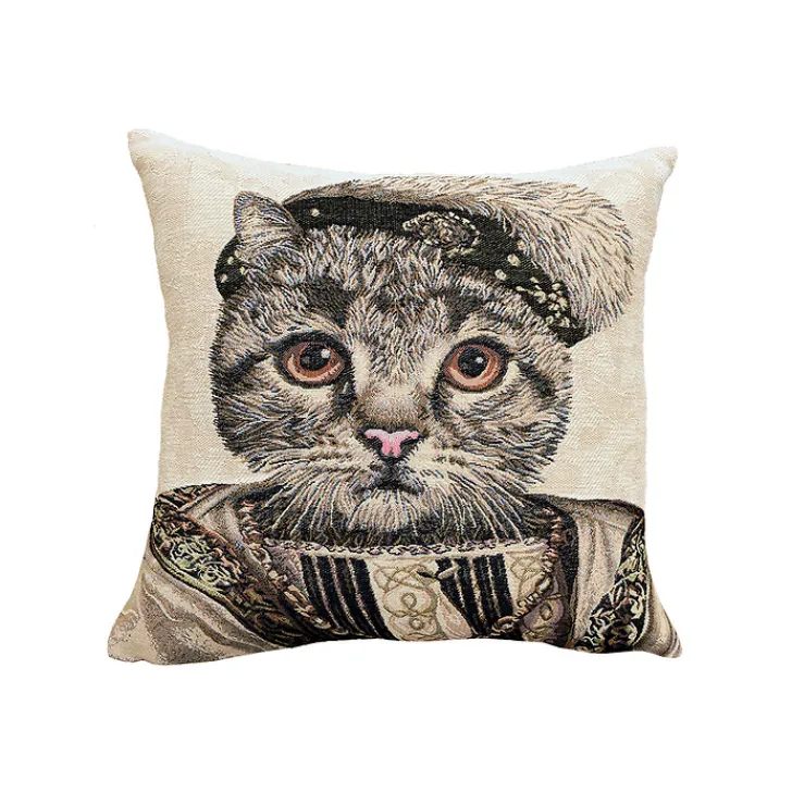 Boutiques de musées Art De La Maison-Housse de coussin Chat François 1er - Beige