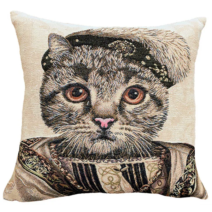 Boutiques de musées Art De La Maison-Housse de coussin Chat François 1er - Beige