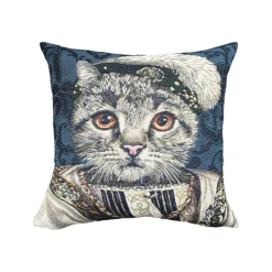 Boutiques de musées Art De La Maison-Housse de coussin Chat François 1er - Bleu