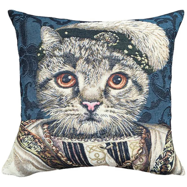 Boutiques de musées Art De La Maison-Housse de coussin Chat François 1er - Bleu