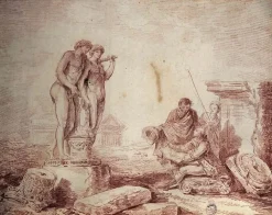 Boutiques de musées Affiches D'Art-Hubert Robert par lui même dessinant (affiches d'art)