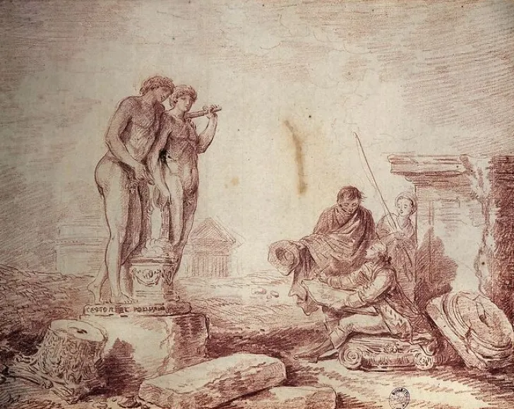 Boutiques de musées Affiches D'Art-Hubert Robert par lui même dessinant (affiches d'art)