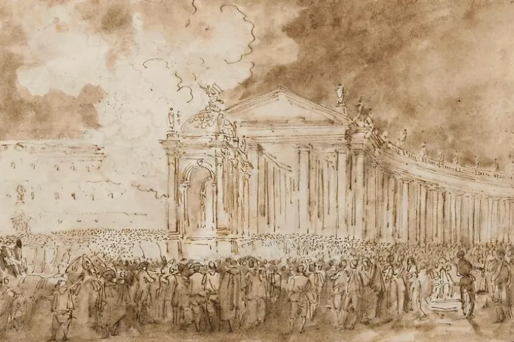 Outlet Boutiques de musées Illuminations pour le fête du Corpus Christi, place Saint-Pierre (panneaux aluminium)