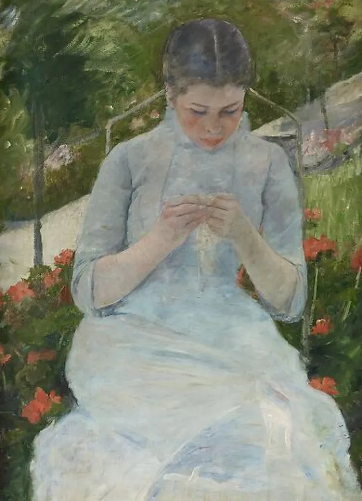 Boutiques de musées Toiles Encadrées|Toiles Sur Châssis-Jeune fille au jardin, dit aussi Femme cousant dans un jardin (toiles encadrées)