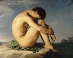 Boutiques de musées Affiches D'Art|Toiles Sans Cadre-Jeune homme nu assis au bord de la mer - Etude (affiches d'art)