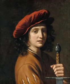 Boutiques de musées Panneaux Aluminium|Panneaux Acryliques-Jeune homme tenant une épée (panneaux aluminium)