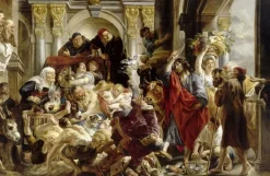 Boutiques de musées Panneaux Aluminium|Toiles Sans Cadre-Jésus chassant les marchands du temple (panneaux aluminium)