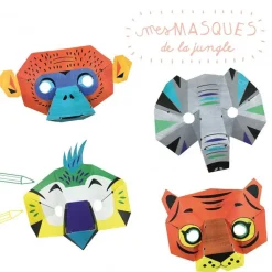 Discount Boutiques de musées Kit créatif 4 masques de la jungle 3D à colorier
