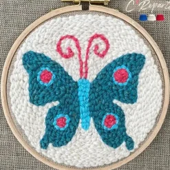 Online Boutiques de musées Kit Punch Needle 1 Motif - Papillon bleu