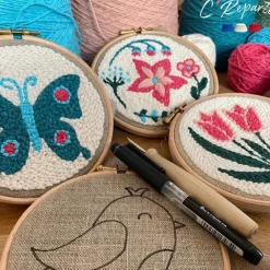 Hot Boutiques de musées Kit Punch Needle 1 Motif - Oiseau bleu