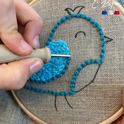 Hot Boutiques de musées Kit Punch Needle 1 Motif - Oiseau bleu