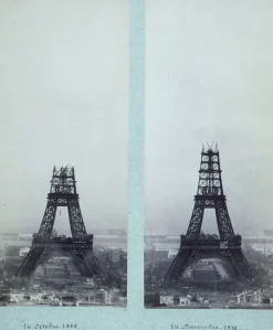 Boutiques de musées Toiles Encadrées-La construction de la Tour Eiffel vue de l'une des tours du palais du Trocadéro (toiles encadrées)