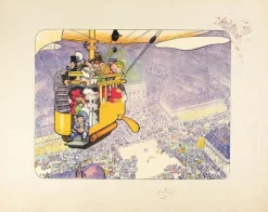 Boutiques de musées Affiches D'Art Encadrées|Toiles Encadrées-Le Dirigeablobus au-dessus de la place de l’Opéra (affiches d'art encadrées)