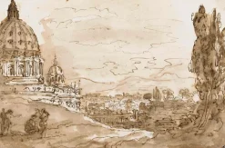 Boutiques de musées Le dôme de Saint-Pierre de Rome, vu du Janicule (panneaux aluminium)