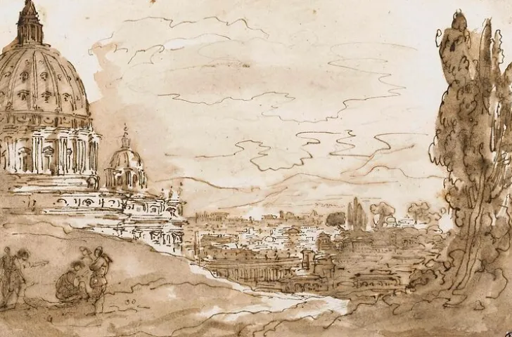 Boutiques de musées Le dôme de Saint-Pierre de Rome, vu du Janicule (panneaux aluminium)