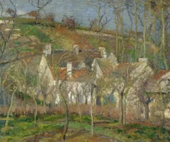 Boutiques de musées Panneaux Acryliques|Toiles Encadrées-Les toits rouges, coin de village, effet d'hiver (panneaux acryliques)