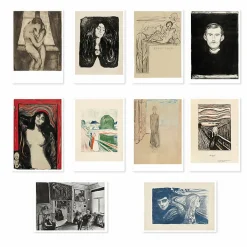 New Boutiques de musées Lot de 10 cartes postales Edvard Munch. Un poème de vie, d'amour et de mort - 14 x 22 cm