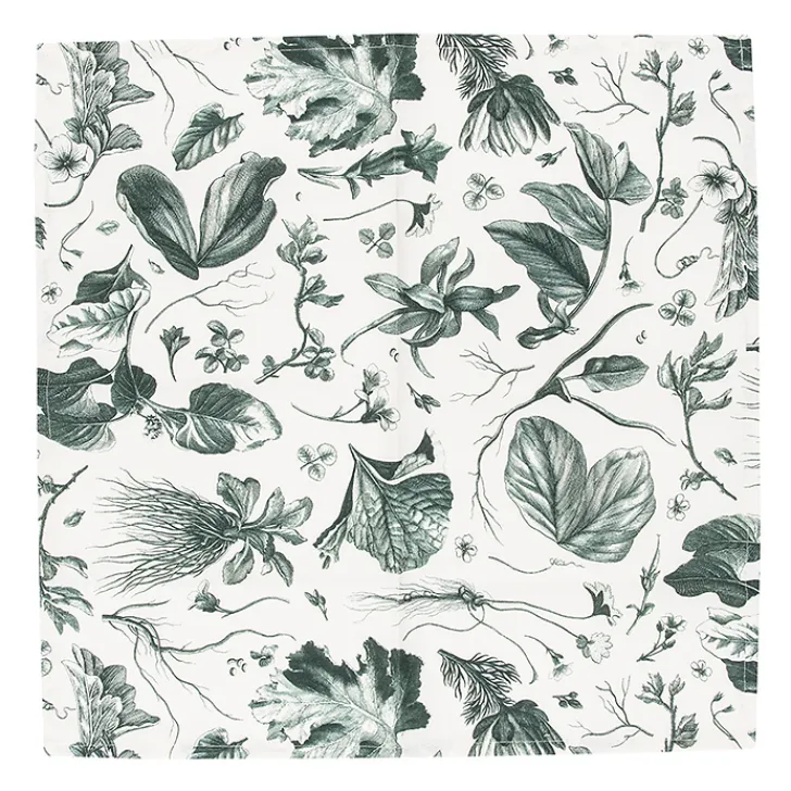 Hot Boutiques de musées Lot de 2 serviettes de table L'Herbier du Roi Vert - 42x42 cm