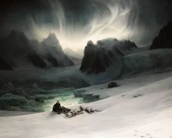 Sale Boutiques de musées Magdalena-Bay, vue prise de la presqu'île des tombeaux, au nord du Spitzberg. Effet d'aurore boréale (affiches d'art)